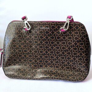 Calvin Klein work tote hand bag purse crossbody brown office professional women